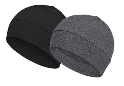Run India 3 Pieces Skull Caps Helmet Liner Sweat Wicking Cap Running Hats Cycling Skull Caps For Men Women Black Dark Grey