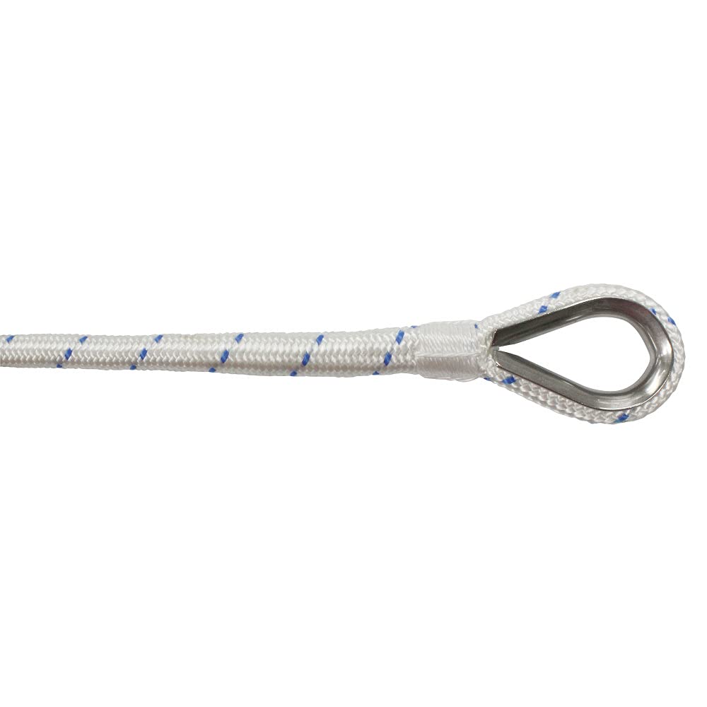 Extreme Max 3006.2519 Boattector Double Braid Nylon Anchor Line With Thimble - 1/2'' X 250', White With Blue Tracer