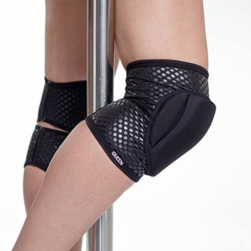 Queen Wear - Sleek Black Grip - Pole Dance Knee Pads - Perfect Woman Protection For Pylon Ballet Modern Dance And Indoor Sports