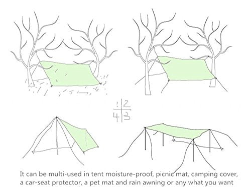 Waterproof Camping Tarp For Picnics, Tent Footprint, And Sunshade (Black-210X150Cm)