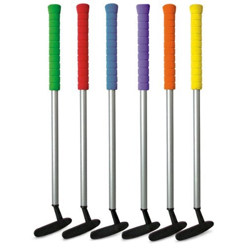 The Zone Golf Clubs - Set of 6 Putters or 7 Irons for Kids - 27 Length - Lightweight Plastic with Foam Grip - Rainbow Colors (Gr