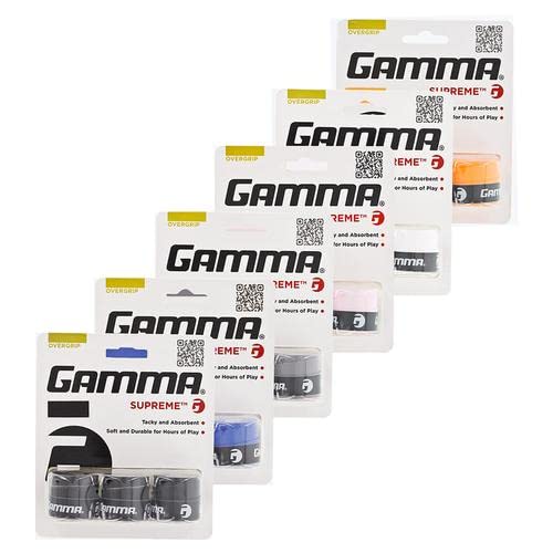 Gamma Sports Supreme Overgrip For Tennis, Pickleball, Squash, Badminton, And Racquetball Racquets, 3-Pack, Grey