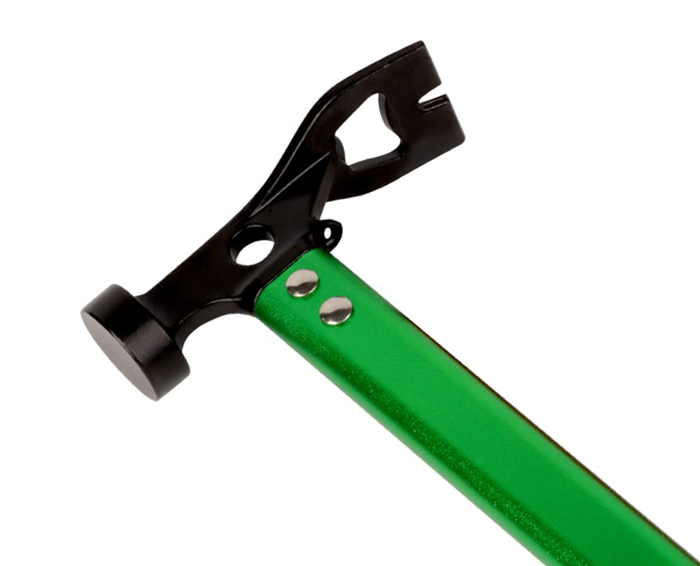Carbon Steel Aluminum Camping Hammer, 12 Small Lightweight Three-In-One Functional Tent Stake Hammer For Hiking Kit Green