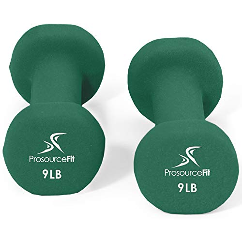 Prosourcefit Set Of 2 Neoprene Dumbbell Coated For Non-Slip Grip, Green - 9Lb