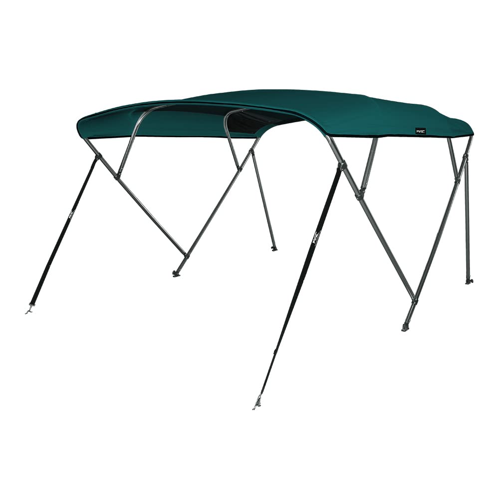 Msc 3 Bow 4 Bow Bimini Top Boat Cover With Rear Support Pole And Storage Boot (4 Bow 8'L X 54'' H X 91''-96'' W, Teal)