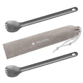 Navaris Long Handle Titanium Sporks (Set Of 2) - 84 (215Cm) Long Metal Spork Set For Backpacking And Camping - Strong Ultra Ligh