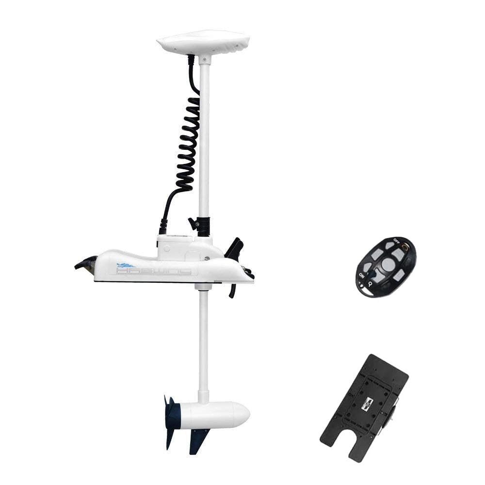 Aquos Haswing White 12V 55Lbs 54Inch Bow Mount Trolling Motor With 2.4 G Remote Control, Quick Release Bracket For Inflatable Bo