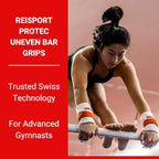Reisport Womens Gymnastic Grips Protec Elite Hook & Loop Uneven Bar Grips, X-Small, Small, Medium, Women And Girls Gymnastics Tr