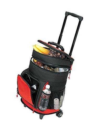 Eunicole Travel5.0 Deluxe Ripstop Beach Travel Rolling Cooler With Wheels, Red