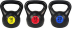 OLIXIS 3-Piece Kettlebell Set, Wide Grip Kettlebell Exercise Fitness Weight Set for Home Gym, Strength Training, 45LBS Set