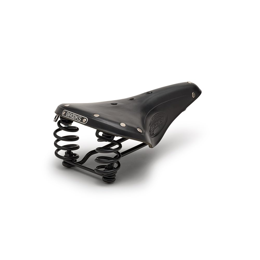 Brooks England Flyer, Touring Leather Handmade Bike Saddle With Suspension Springs, Black, One Size