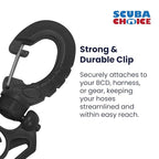 Scuba Choice Scuba Diving Dive Triple Hose Holder With Clip, Black