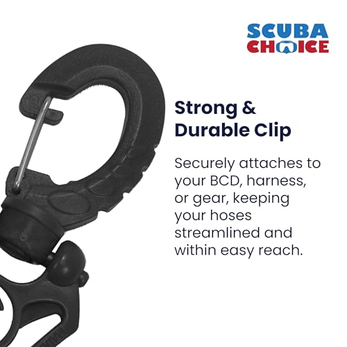 Scuba Choice Scuba Diving Dive Triple Hose Holder With Clip, Black