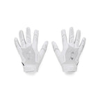 Under Armour Boys' F9 Nitro Football Gloves, (100) White/Distant Gray/Metallic Silver, Medium