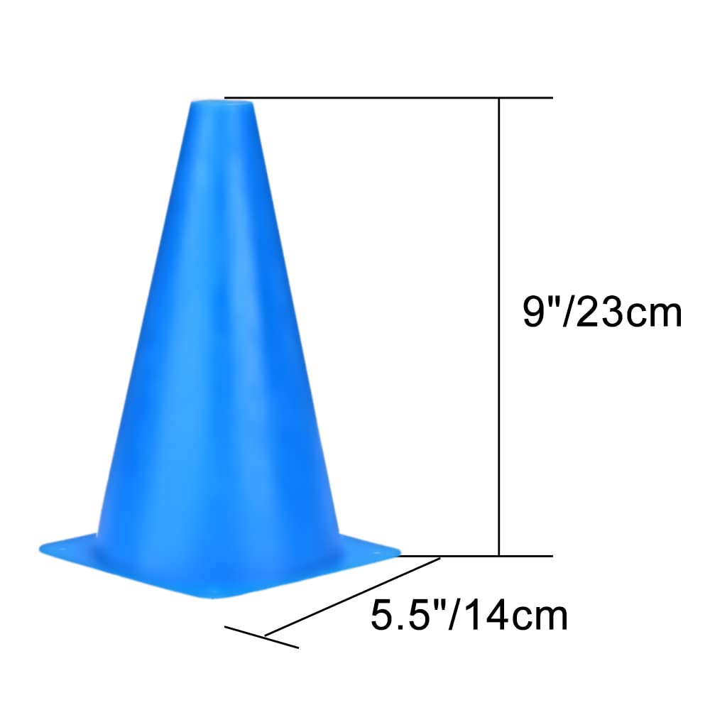 Cyrico 9 Inch Cones Sports, 15 Pack Soccer Training Cones Agility Field Parking Safety Blue Plastic Traffic Cones For Football B