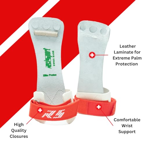Reisport Mens Protec Elite Hook & Loop High Bar Grips, X-Small, Small, Medium, Large, Men And Boys Gymnastics Training, Triple S