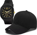 Selloria Brand A Black Cotton Adjustable Whith Square Watch Unisex Cap Quick Drying Sun Hat For Summers Outdoor Activites Sports