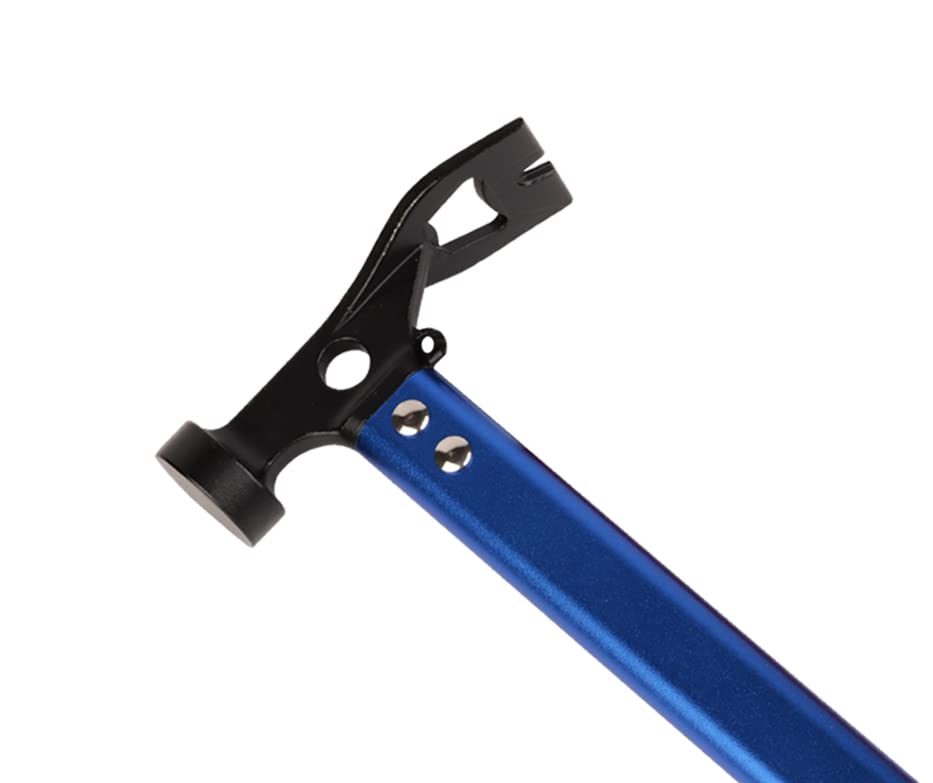 Carbon Steel Aluminum Camping Hammer, 12 Small Lightweight Three-In-One Functional Tent Stake Hammer For Hiking Kit Blue