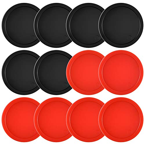 Coopay 12 Pieces Home Air Hockey Pucks 2.5 Inch Heavy Replacement Pucks for Game Tables Equipment Accessories, 12 Grams (Red and