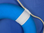 Hampton Nautical Vibrant Light Blue Lifering With White Bands, 15'' Decorative Lifering