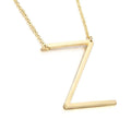 Momol Sideways Initial Necklace 18K Gold Plated Stainless Steel Large Big Letter Z Pendant Necklace Script Name Monogram Necklac