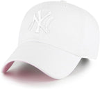 47 New York Yankees Primary Logo Ballpark Clean Up Dad Hat Baseball Cap - White White Pink Bottom