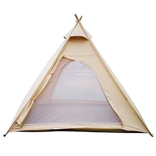 Free Space Outdoor 100% Cotton Canvas Waterproof Pyramid-Shaped Camping Tent (Beige, 2.15Meters)