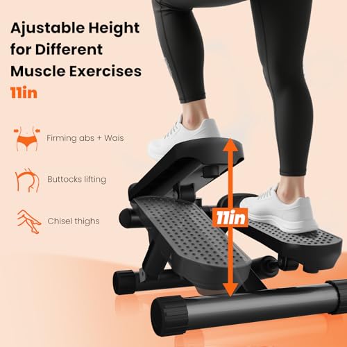 Sweetcrispy Mini Stair Steppers with Resistance Bands for Exercise at Home, Portable Exercise Twist Stepper Machine for Full Bod