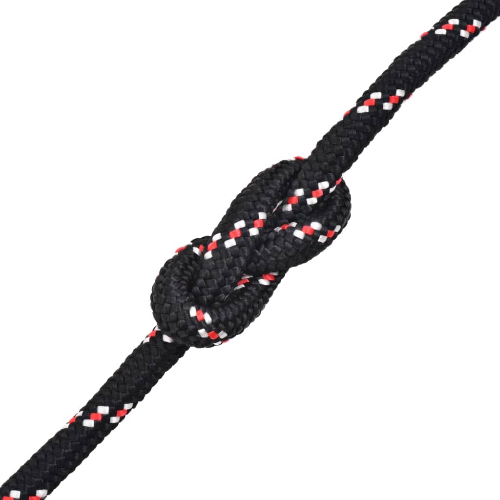 Vidaxl Black Polypropylene Marine Rope, 0.47'' Thickness, 1968.5'' Length, Floating And Weatherproof, Ideal For Sailing, Dock Li
