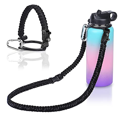 Wongeto Paracord Handle With Shoulder Strap,Compatible With Hydro Flask Wide Mouth Water Bottles 12Oz - 64 Oz And Other Wide Mou