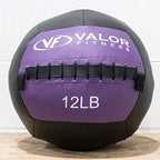 Valor Fitness Wall Balls - Weighted Medicine Workout Ball For Exercise Balance And Strength Training- Home Gym Equipment - 12 Lb