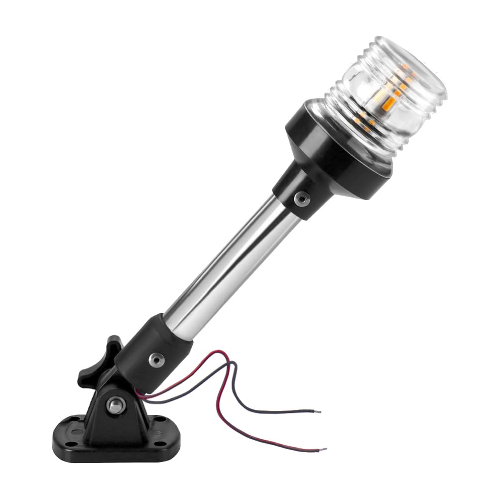 DDL Anchor Light,White LED Stern Light for Boat 3 Nautical Mile Bimini Top Lights Fold Down Pontoon Light All Round 360 12~24V, 
