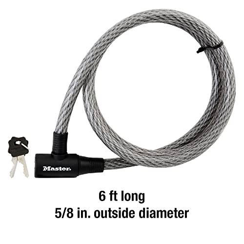 Master Lock Cable Lock, Keyed Bike Lock, 6 Ft. Long, 8155D