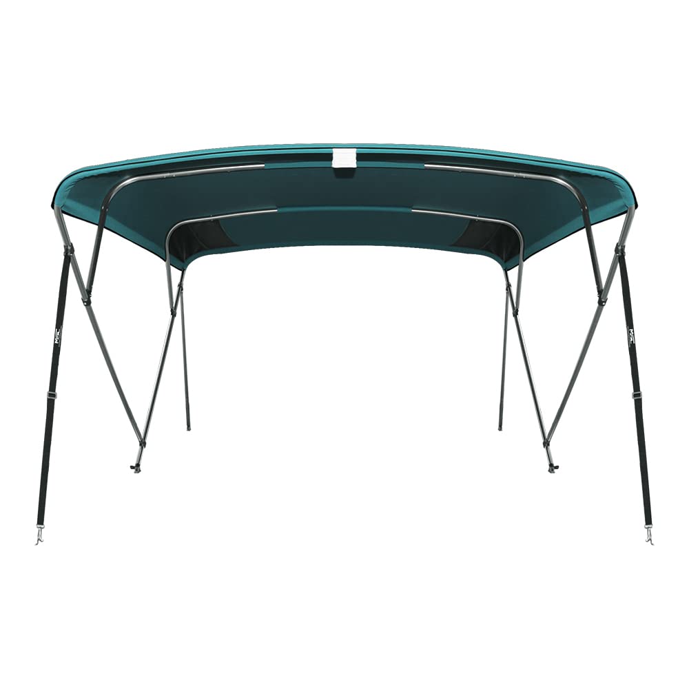 Msc 3 Bow 4 Bow Bimini Top Boat Cover With Rear Support Pole And Storage Boot (4 Bow 8'L X 54'' H X 91''-96'' W, Teal)