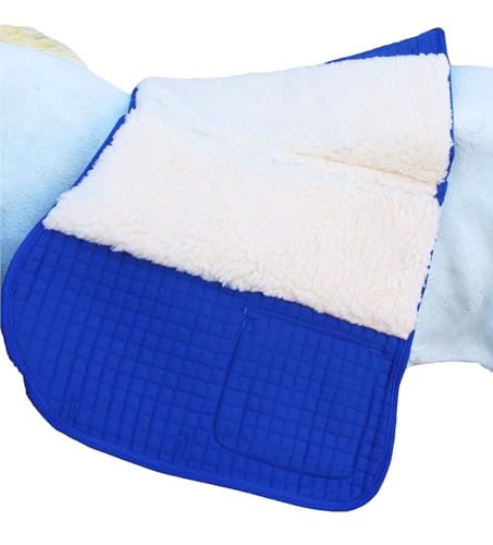 Challenger Horse English Quilted All-Purpose Fleece Padded Saddle Pad W/Pockets Blue 7289