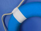 Hampton Nautical Vibrant Light Blue Lifering With White Bands, 15'' Decorative Lifering