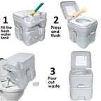 Hongk- 5 Gallon 20L Portable Toilet Flush Travel Camping Commode Potty Outdoor/Indoor
