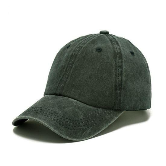 Famwrapz Classic Cotton Baseball Cap, Unisex, Dark Green, Cotton Adjustable Unstructured Retro Caps Distressed Washed Baseball C