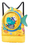Palay Swimming Bag For Kids Cartoon Print Shoulder Bag For Kids Large Capacity Backpack Girls Wet Dry Separation Beach Storage C