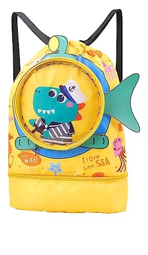Palay Swimming Bag For Kids Cartoon Print Shoulder Bag For Kids Large Capacity Backpack Girls Wet Dry Separation Beach Storage C