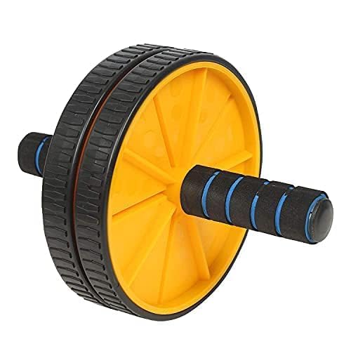 GYMNAZIO DYNAMIZ Dual Wheel Abs Roller for Men & Women Heavy Duty Stainless Steel Rod NonSlip Rubber Wheels & Foam Grip Handles