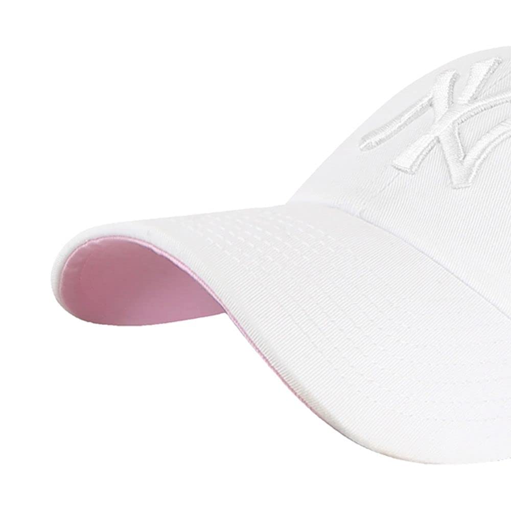 '47 New York Yankees Ballpark Clean Up Dad Hat Baseball Cap - White/Pink Bottom