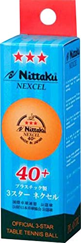 3 Balls , Nittaku Nexcel (Made In Japan) , New Material (Non-Celluloid), Orange 3 Stars Table Tennis Ball + Free Racket Protecti
