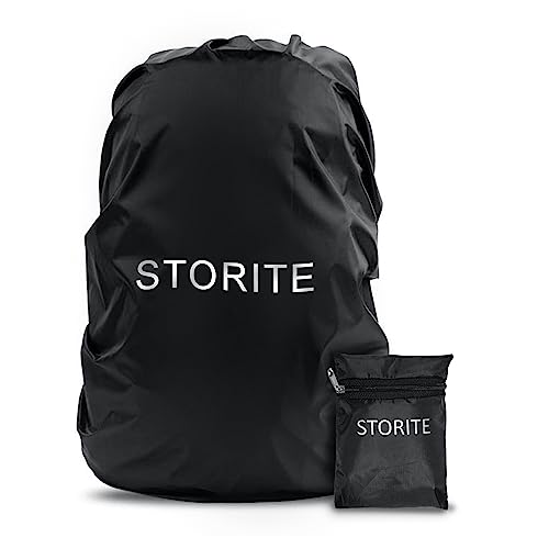 Storite Dust & Rain Cover For Standard Backpack With Pouch, Waterproof Dustproof Rain Cover Bag Elastic Adjustable For School, C