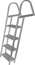JIF Marine Aluminum Dock Ladder - Anodized Boat Dock Ladder with Angled Non Slip Steps, J Hook Mounting Hardware, 300 lb Capacit