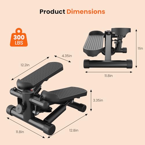 Sweetcrispy Mini Stair Steppers with Resistance Bands for Exercise at Home, Portable Exercise Twist Stepper Machine for Full Bod