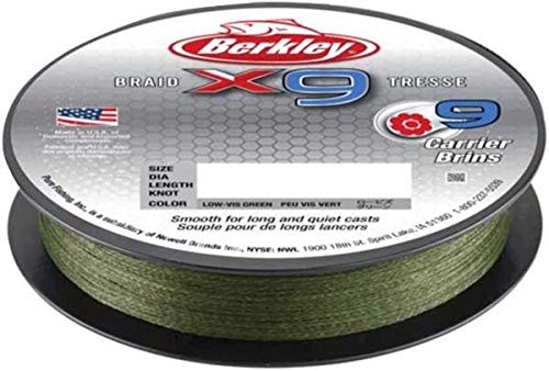 Berkley X9 Braid Superline, Low-Vis Green, 65Lb Test | 80 Lbc | 36.3Kg, 2188Yd | 2000M Fishing Line, Suitable For Freshwater And