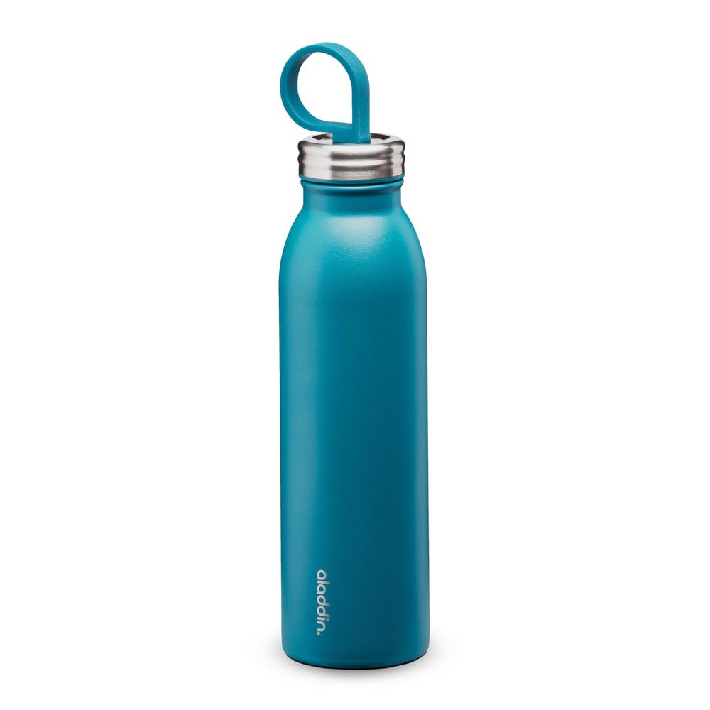 Aladdin Chilled Thermavac Stainless Steel Water Bottle 0.55L Aqua Blue  Insulated Metal Water Bottle  Keeps Cold for 9 Hours 