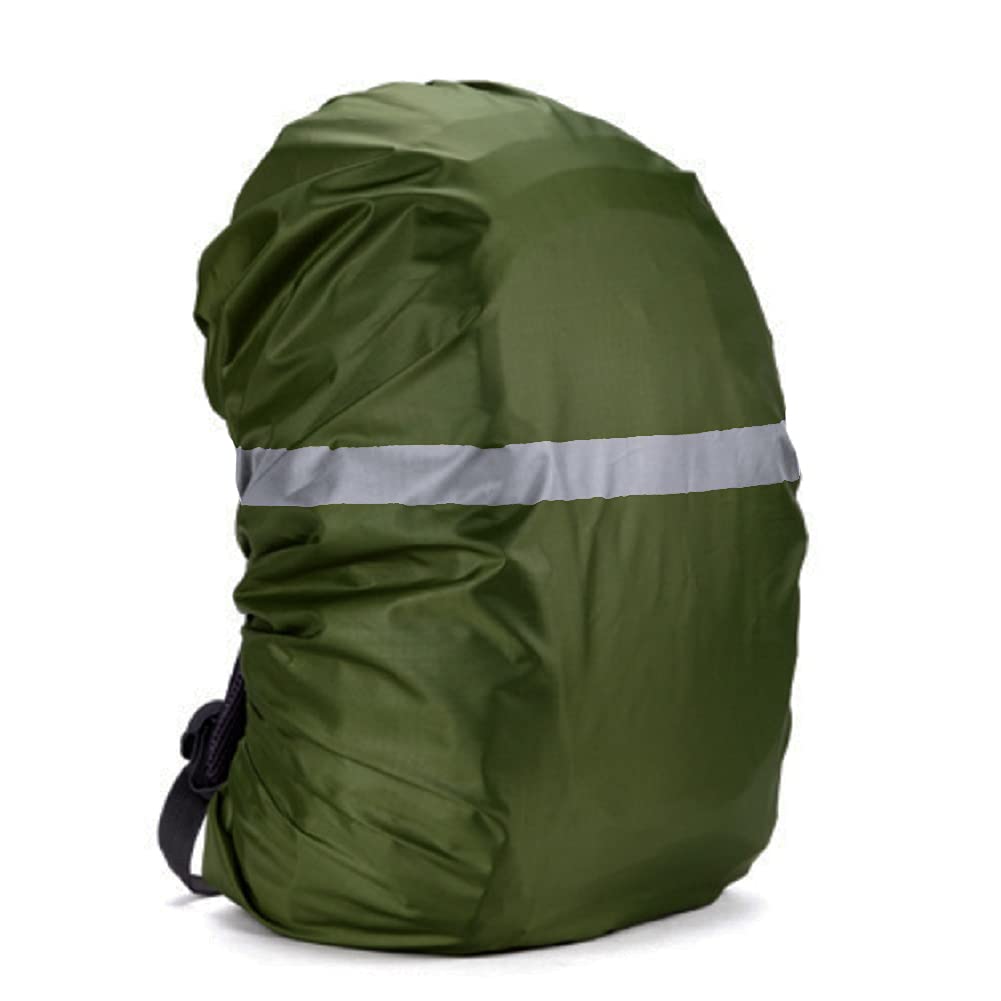 Silfrae Waterproof Rucksack Cover Backpack Rain Cover 30L-100L for Travel Climbing Hiking (Army Green-Reflective, 90L-100L)