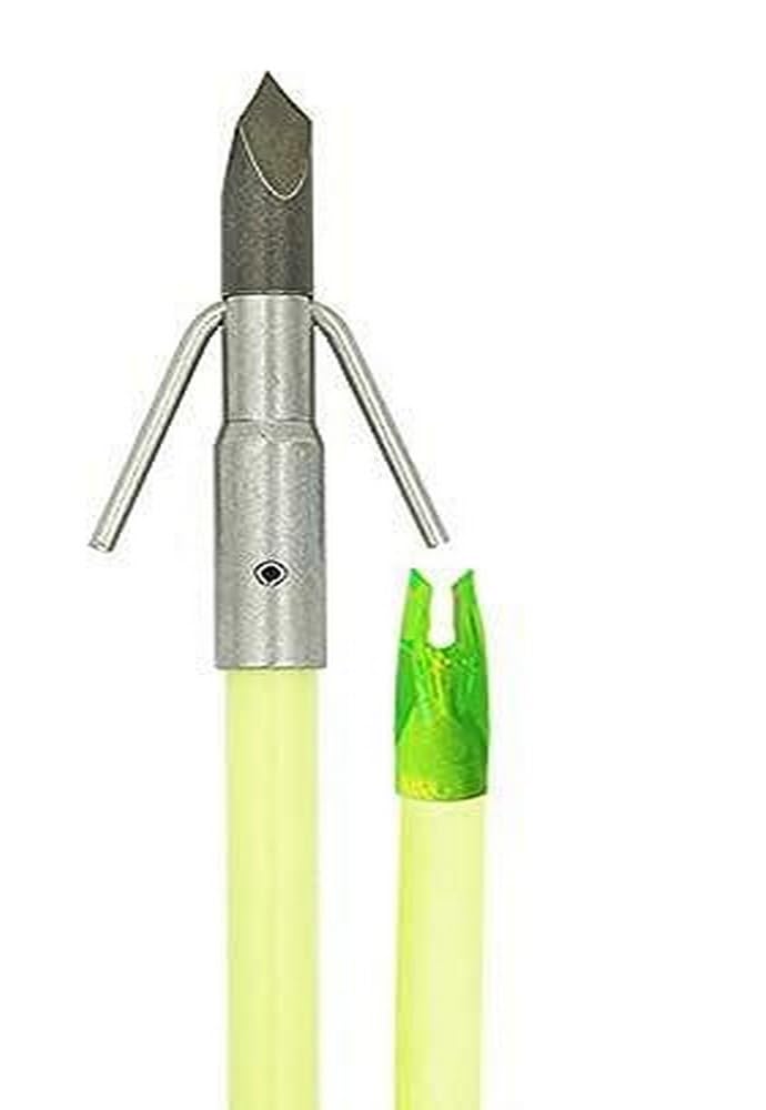 Muzzy Classic Chartreuse Fiberglass Bowfishing Fish Arrow With Nock Installed, Gar Point Green